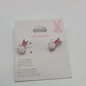 Claire's Pink and White Bunny Stud Earrings